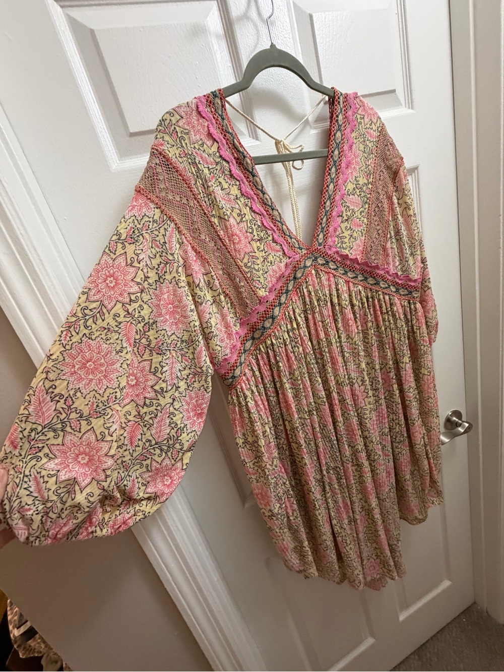 Free People Moon Child Lakeside Boho Mini Dress Tunic Size L - Picture 4 of 8